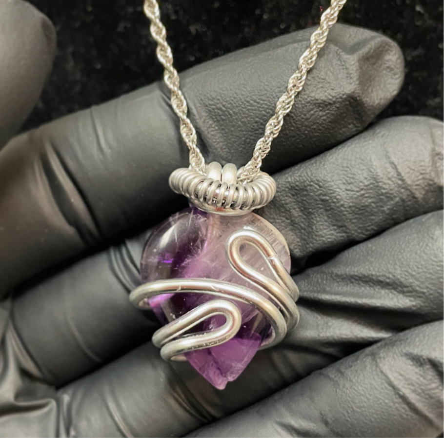 Amethyst 18inches Silver